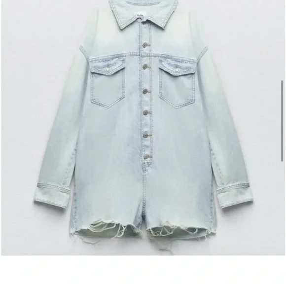 Zara TRF Denim Romper - Picture 2 of 6